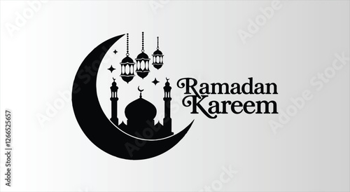 Ramadan Kareem Crescent and Lanterns Design