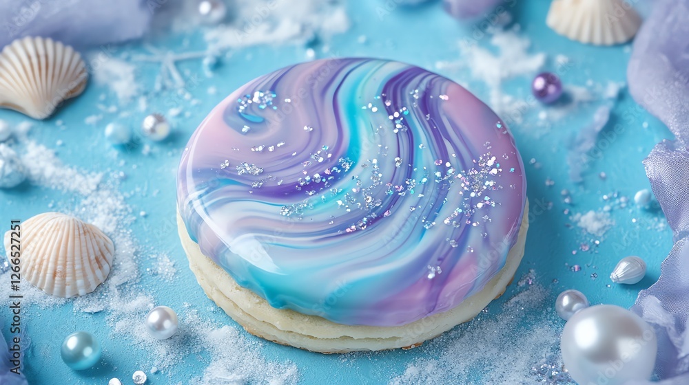Decorated Cookie with Swirl Icing and Pearls for Party Treat Decorated Cookie with Swirl Icing and Pearls for Party Treat