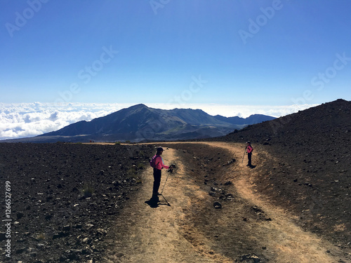 Hikers Exploring Haleakalā Crater Trail