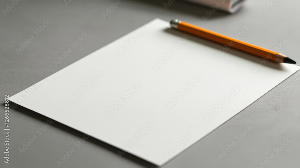 blank note paper with pencil resting beside it blank note paper with pencil resting beside it