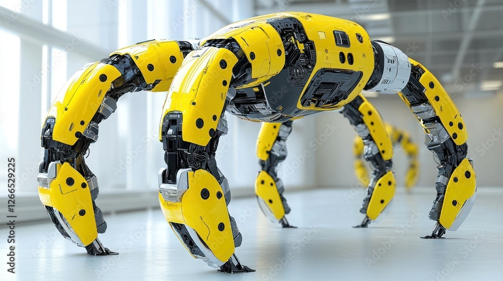 Futuristic Yellow Robotic Spider: Advanced Technology and Innovation