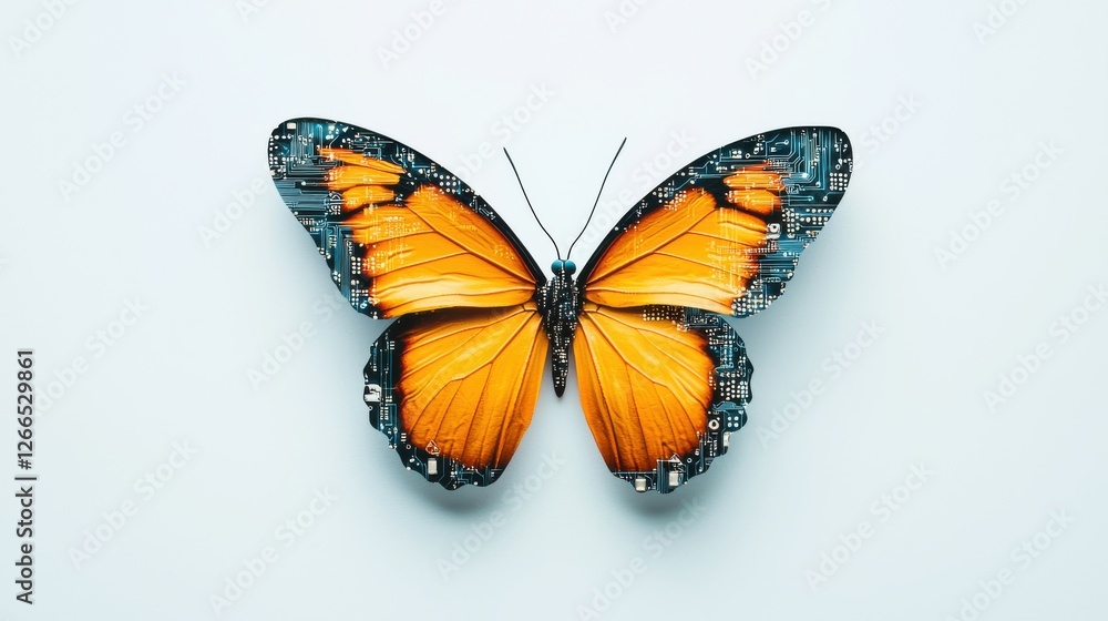 Obraz premium A vibrant orange butterfly showcasing intricate wing patterns.