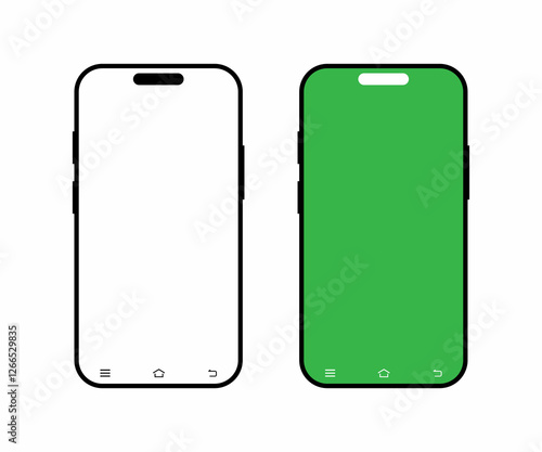 Blank Smartphone Mockups with Green and White Screens