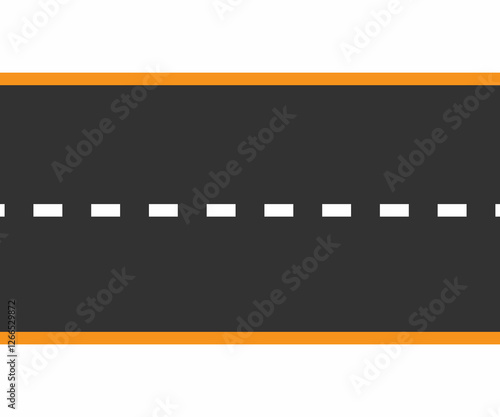 Simple vector illustration of a road with dashed white lines.