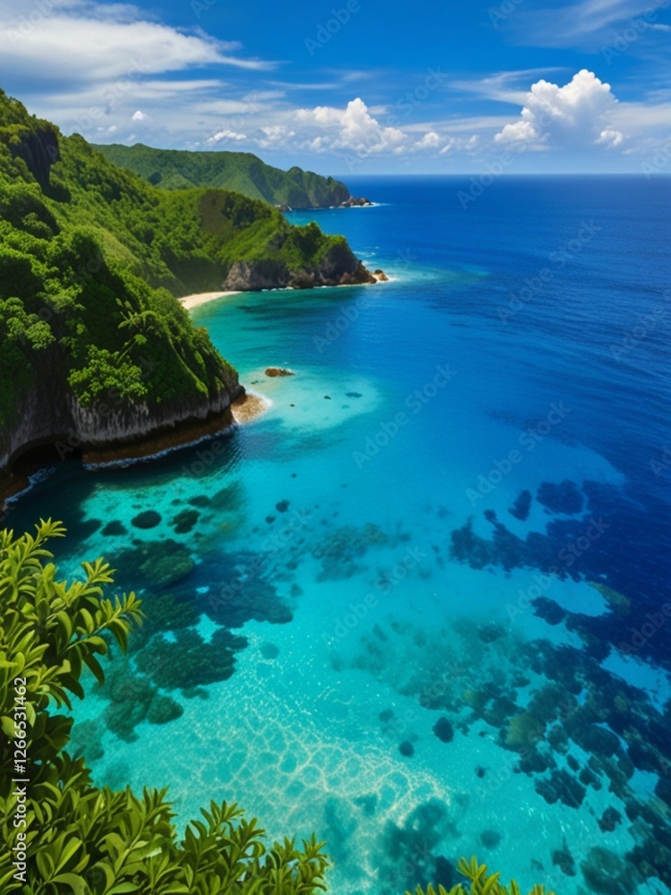 Fototapeta premium Island landscape and sandy beach