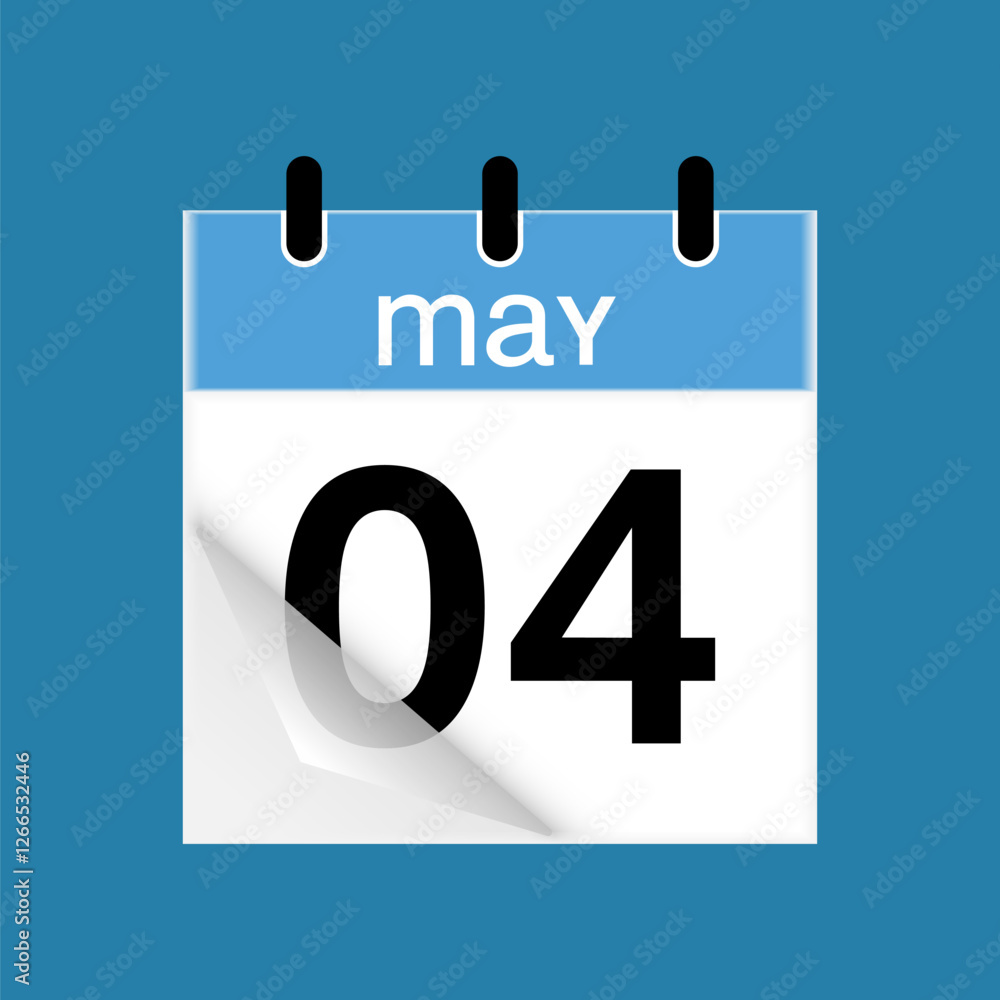 4th May daily calendar icon template. May 4 day calendar design. Single day calendar in vector illustration flat style. 4th May daily calendar icon template. May 4 day calendar design. Single day calendar in vector illustration flat style.