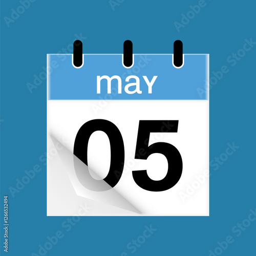 5th May daily calendar icon template. May 5 day calendar design. Single day calendar in vector illustration flat style.
