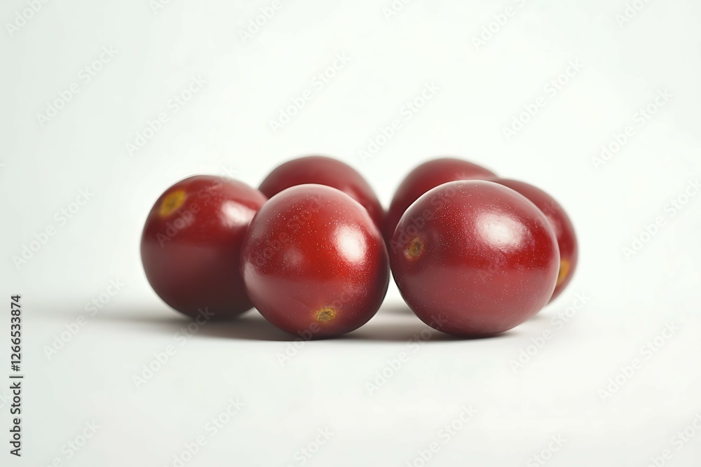 Three red tomatoes on a white background. Closeup Three red tomatoes on a white background. Closeup