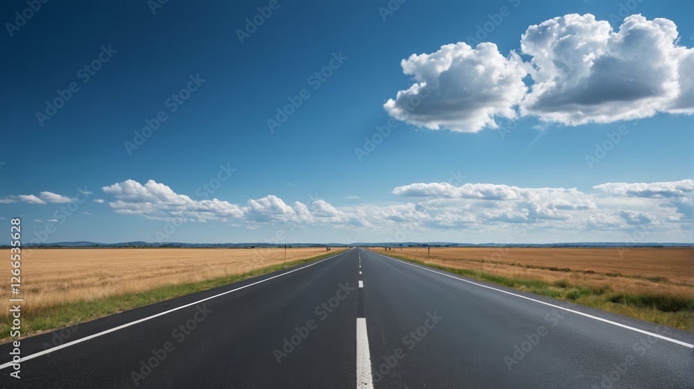 Naklejka premium there is a long empty road with a sky background