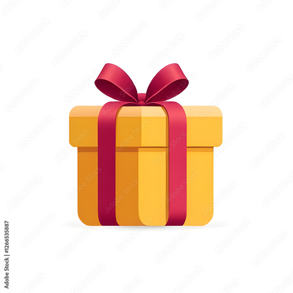 Yellow Gift Box with Red Ribbon Yellow Gift Box with Red Ribbon