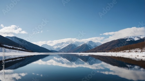 Wallpaper Mural mountains are reflected in the still water of a lake Torontodigital.ca