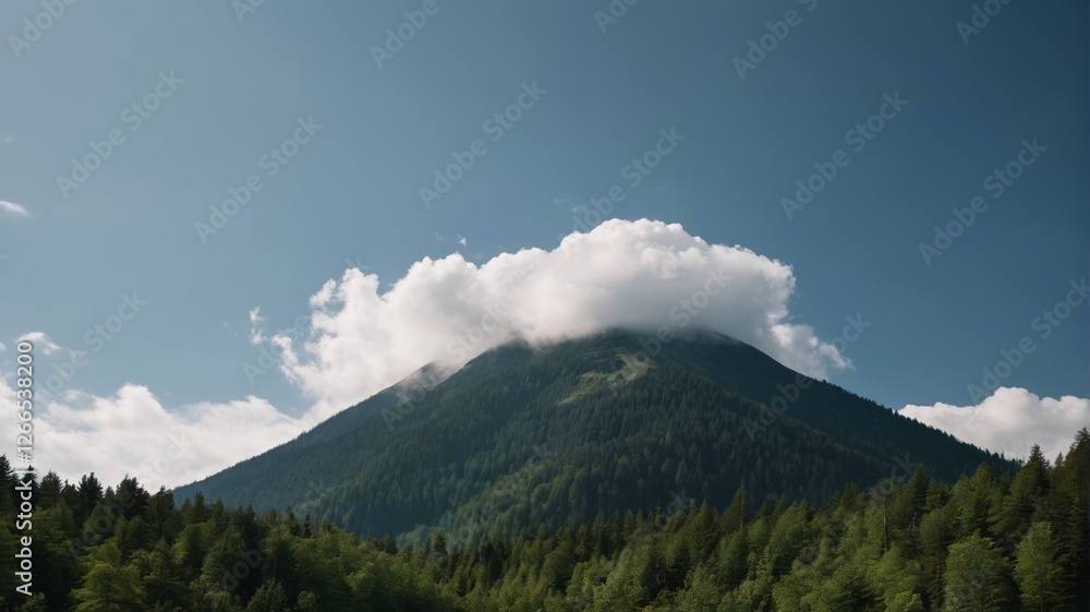 there is a mountain with a cloud in the sky above it there is a mountain with a cloud in the sky above it