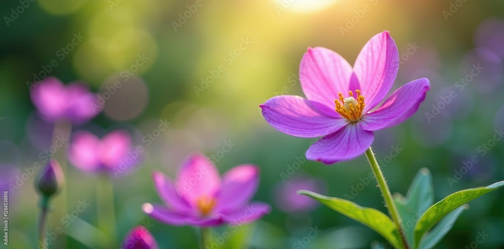 Delicate purple blooms swaying gently in the breeze, garden, petals, gentle Delicate purple blooms swaying gently in the breeze, garden, petals, gentle