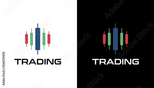 Vector logo with candlestick trading chart analyzing illustration icon template