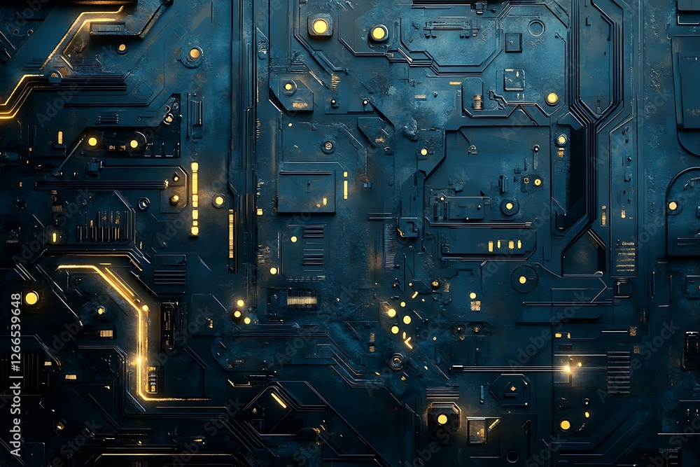 Fototapeta premium Electronic circuit board closeup. Technology background. 3d rendering