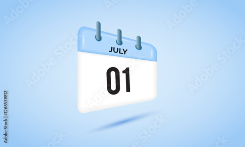 1st July daily calendar icon template. July 1 day calendar design. Single day calendar in vector illustration flat style.