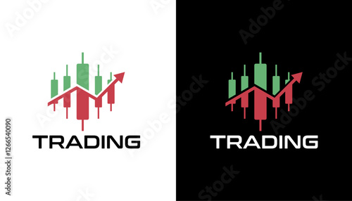 Vector logo with candlestick trading chart analyzing illustration icon template