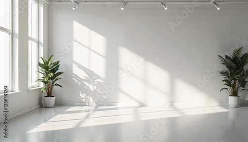 Minimalist Room Interior Design Sunlit White Room with Plants and Large Windows