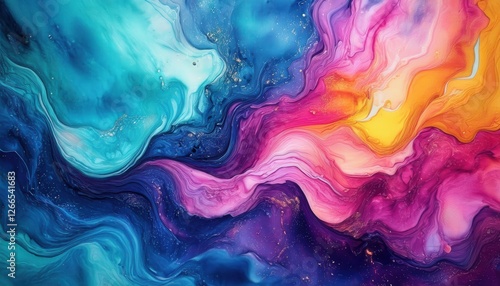 Wallpaper Mural swirling abstract paint texture with vibrant colors of blue, purple, pink, and orange blending in fluid motion Torontodigital.ca