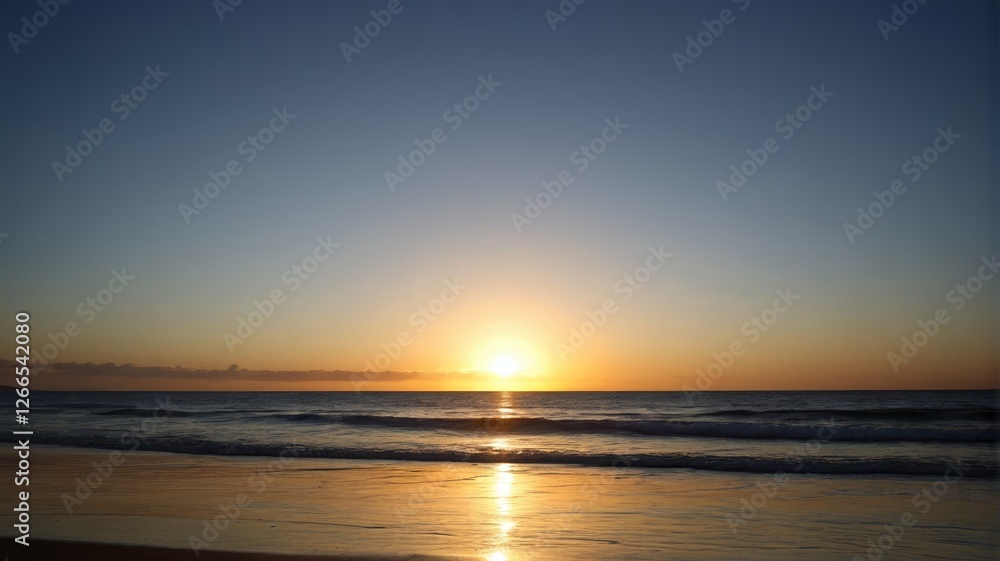 arafed view of a beach with a sunset and a person on the beach arafed view of a beach with a sunset and a person on the beach