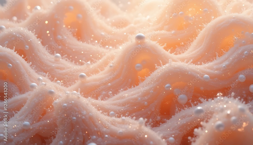 Peach Colored Fluffy Abstract Background with White Bubbles and Shimmering Lights Peach Colored Fluffy Abstract Background with White Bubbles and Shimmering Lights