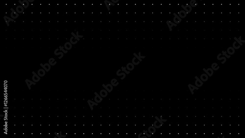 halftone white dots circle round on black background animation opening horizontal slide up down form center gradually, comic theme scene