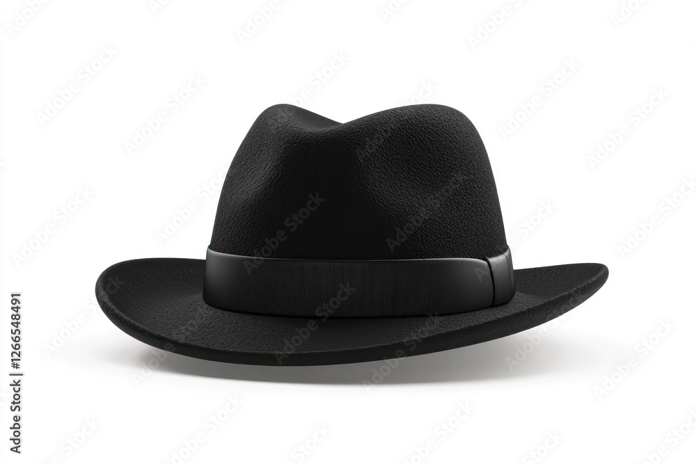 Black plain hat isolated on white background. 3D render, HD Realistic Black plain hat isolated on white background. 3D render, HD Realistic