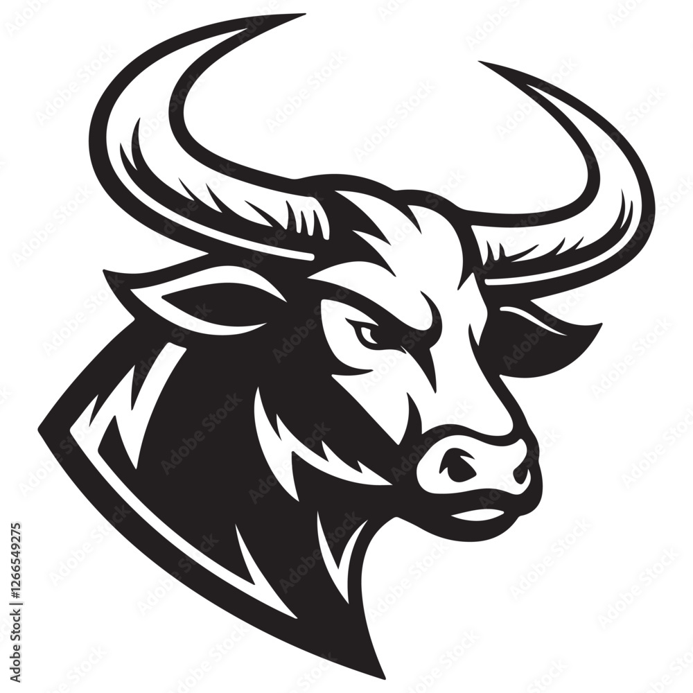 Silhouette bull head vector on white backgroud Silhouette bull head vector on white backgroud