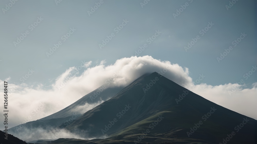 Fototapeta premium there is a large mountain with a cloud covering it