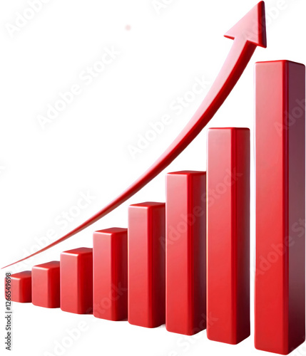 Free Download 3d red bar chart with upward arrow representing financial growth and success on a transparent background - GFXLoad