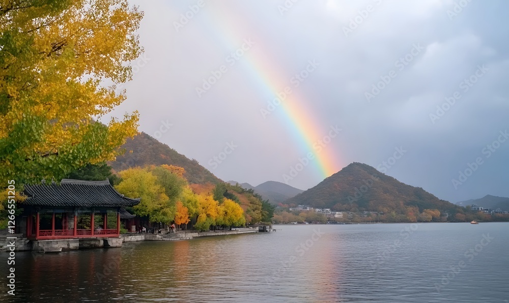 Rainbow, with Chinese culture, reminiscing about beautiful times. Generative AI Rainbow, with Chinese culture, reminiscing about beautiful times. Generative AI