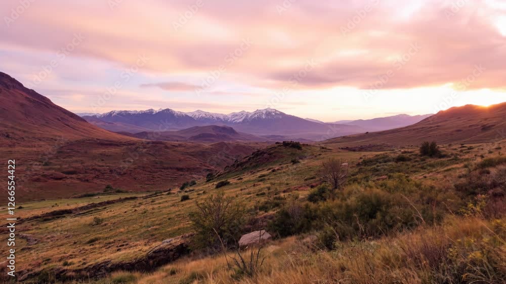 Majestic Sunset over Mountain Valley Majestic Sunset over Mountain Valley