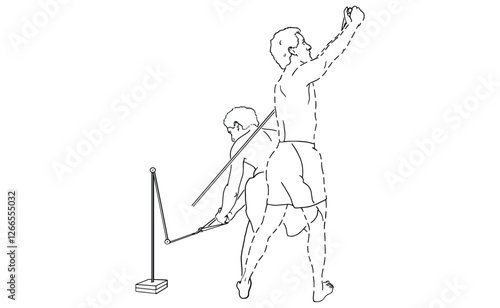 Resistance Band Woodchopper Exercise Core Strength & Rotational Workout Illustration