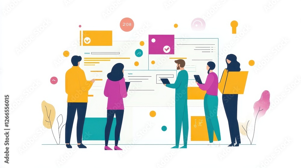 Customer journey flat design side view user experience animation Triadic Color Scheme. Customer journey flat design side view user experience animation Triadic Color Scheme.
