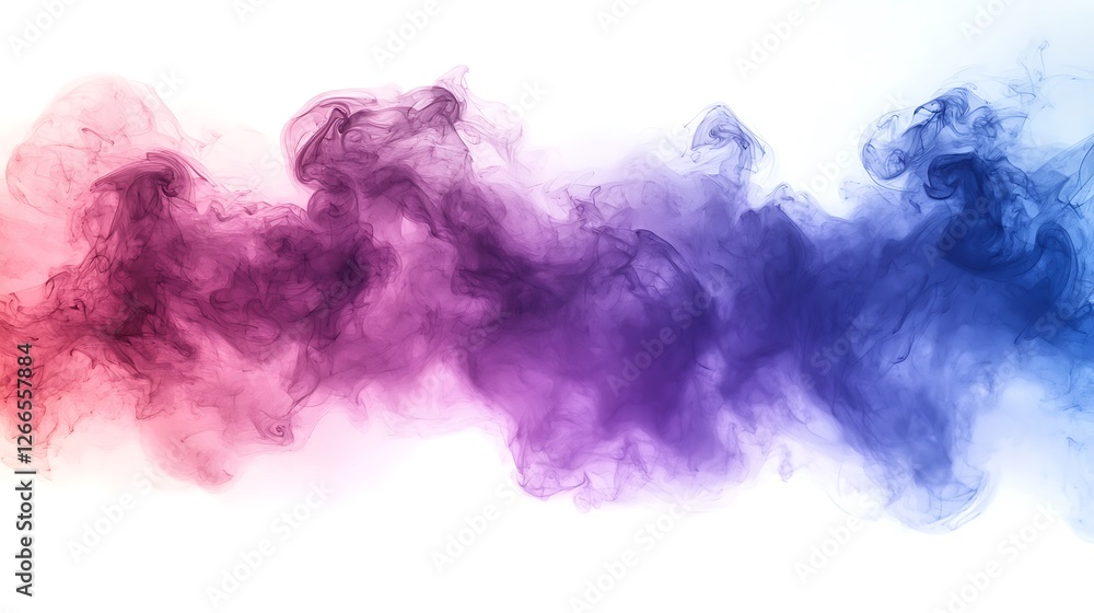 Obraz premium Colorful smoke swirls against white backdrop, studio shot, abstract art design