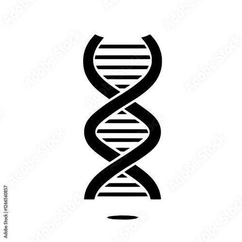 DNA Double Helix:  A stylized illustration of a DNA double helix, a fundamental building block of life, rendered in bold black against a clean background.