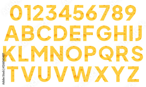 Set Cheese letters collection. Font from Cheese. Symbols isolated on white. Vector design elements.