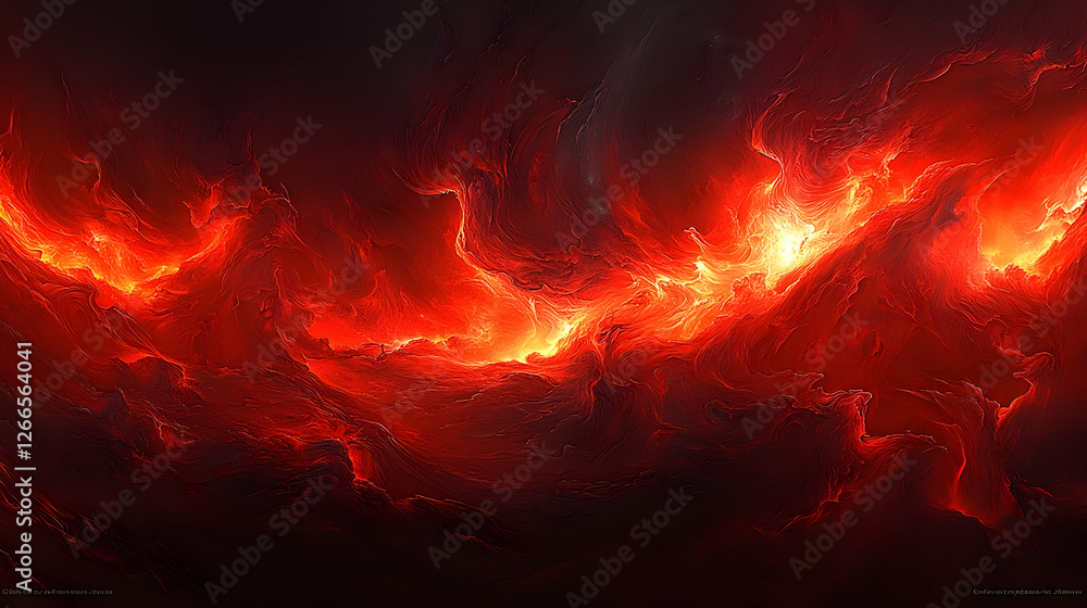 Fototapeta premium Abstract fiery nebula, cosmic space, fiery clouds, digital art, possible use as background for futuristic design