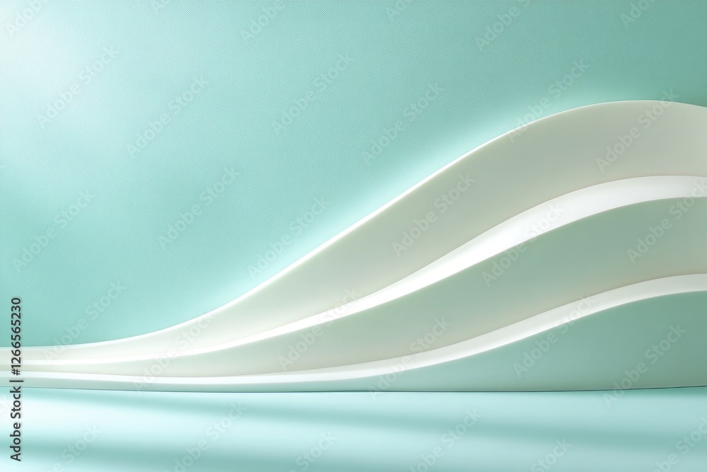Obraz premium Soft curves flow gracefully across serene mint background, creat