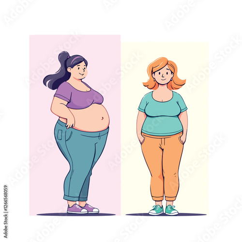 Two plus size women showing body positivity and self acceptance
