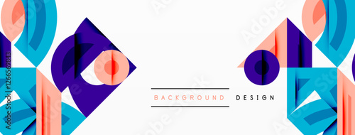 Abstract geometric background shapes forming a modern, symmetrical pattern. Bold contrast, smooth gradients, dynamic composition, futuristic style