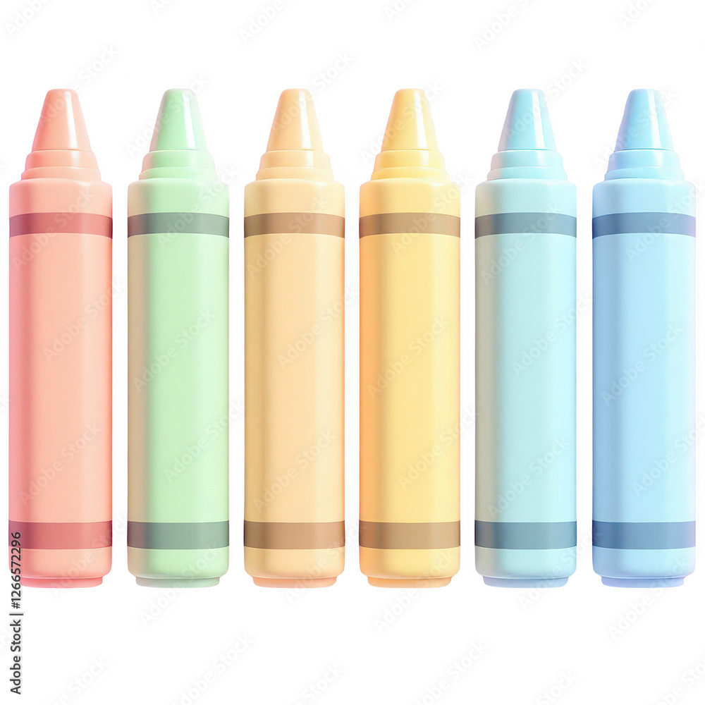 Set of pastel colored crayons in a row Set of pastel colored crayons in a row