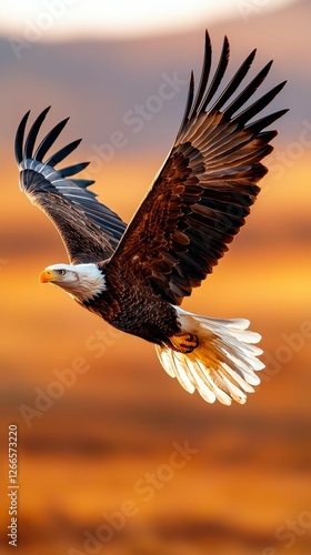 Wallpaper Mural American Bald Eagle in Flight Against Sunset Background Torontodigital.ca