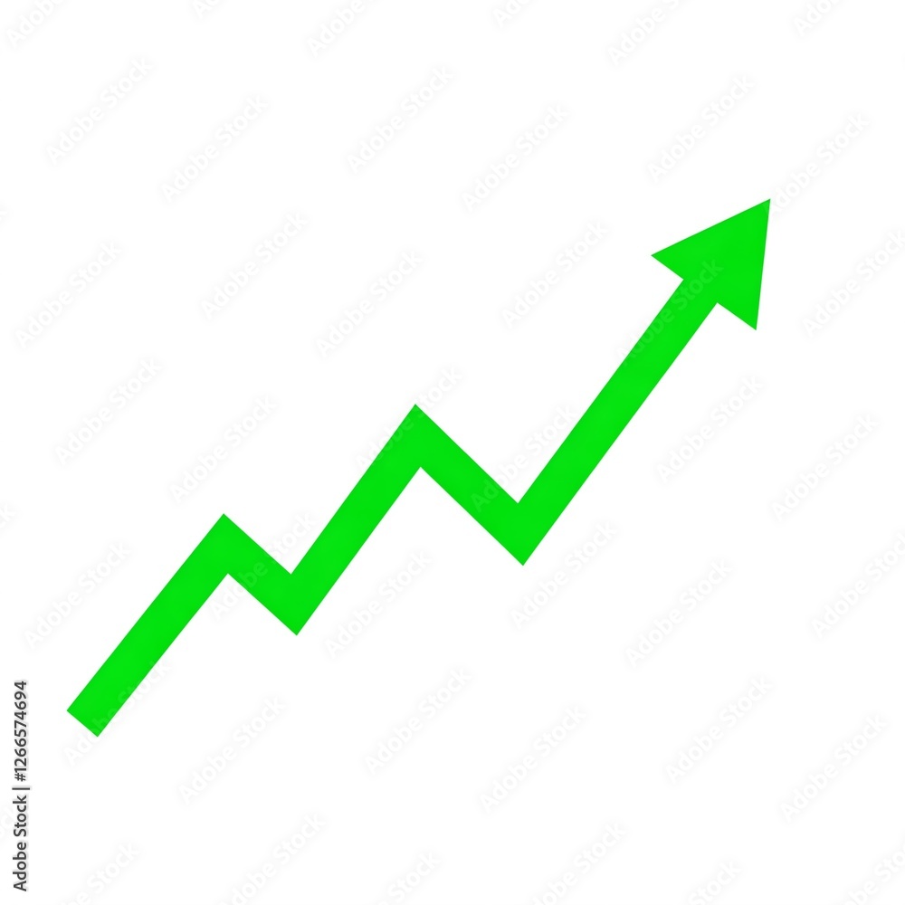 business graph with green arrow on white background. business graph with green arrow on white background.