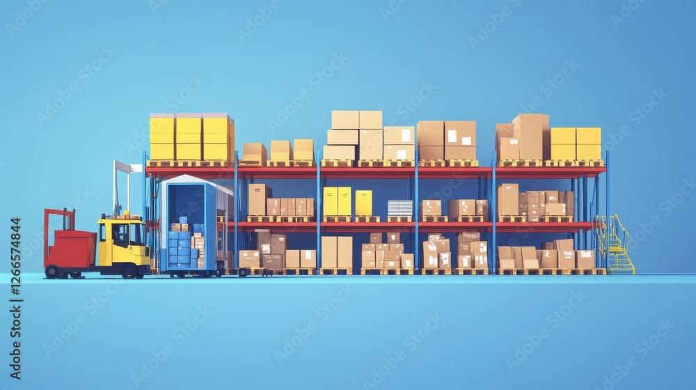 Fototapeta premium logistics management flat design side view warehouse theme animation vivid. 