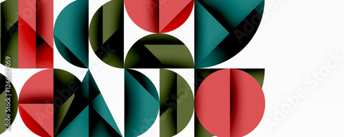 Abstract geometric pattern with intersecting circles and triangles in gradients. The high-contrast composition creates depth and a dynamic, modern aesthetic