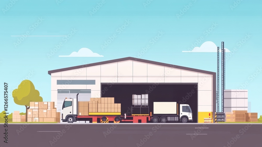 Obraz premium logistics management flat design side view warehouse theme animation vivid. 