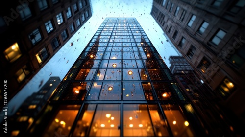 Wallpaper Mural Urban Skyscraper Reflections at Dusk with Illuminated Windows Torontodigital.ca
