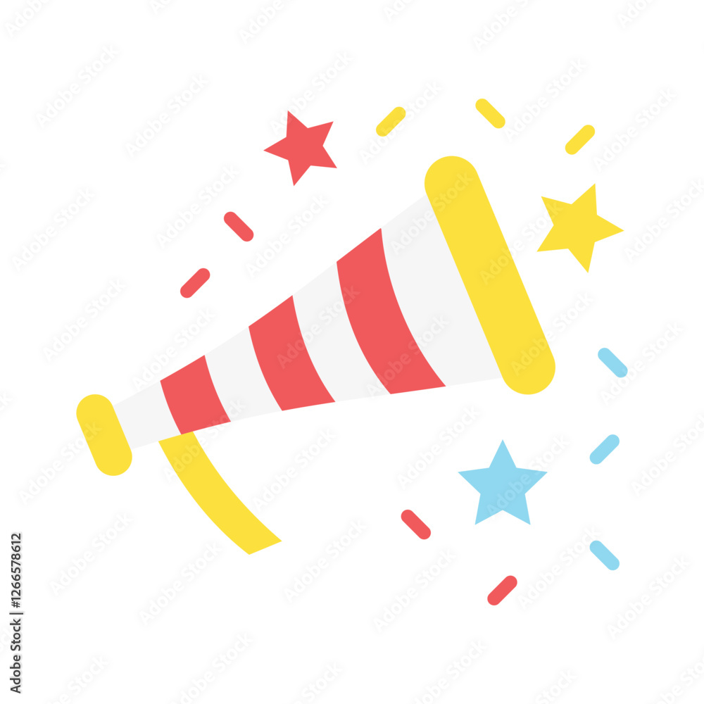 Obraz premium Party flat color, mini illustration icon. use for modern concept, print, UI, UX kit, web and app development. Vector EPS 10, related to entertainment, festival, funfair and hobbies.