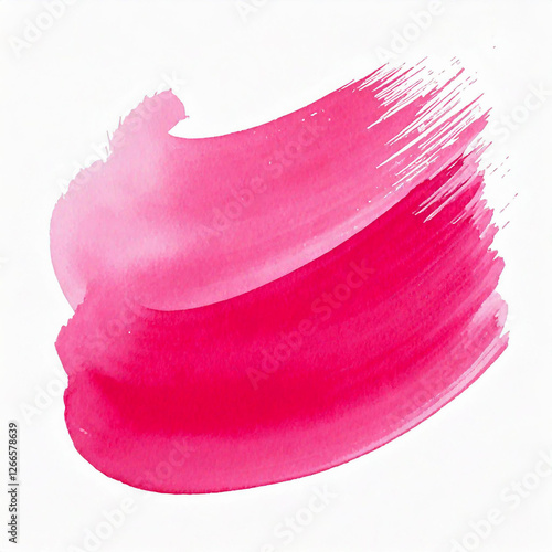 Watercolor stroke of pink color on white background